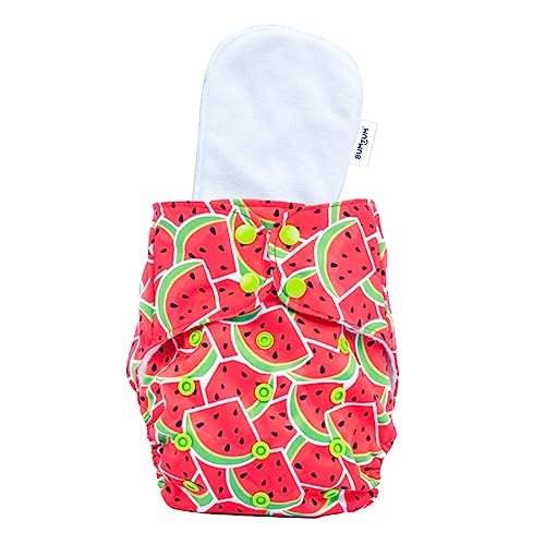 Image of Bumtum Baby Diaper | 0-3 Yrs Baby Freesize | Pack of 1, New Born Baby Diaper, Cloth Diaper, Waterproof Reusable Diaper, 5hrs Absorbency, Ultrahygiene, Washable, Cotton, Extra Soft (Watermelon Red)