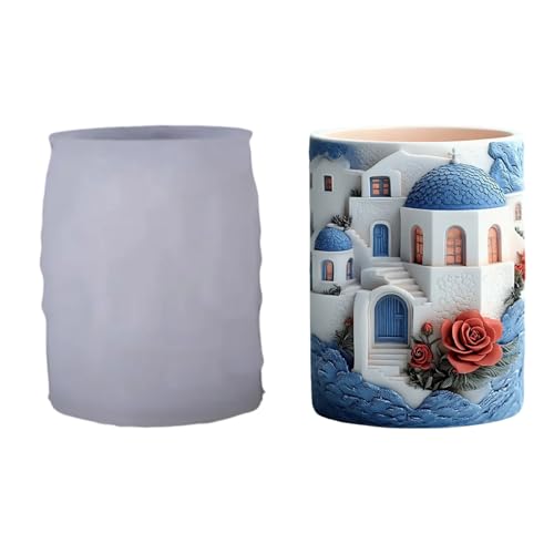 Molde de silicona en forma de taza para fundición de resina, soporte decorativo para macetas y molde de resina epoxi para proyectos creativos