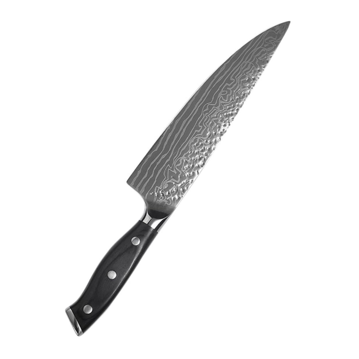 GRIRIW 1Pc Ergonomic Stainless Steel Chef's Cutter Multifunctional Cleaver for Vegetables Fruits Easy to Clean Skid Handle Kitchen Tool for Home Cooking Black