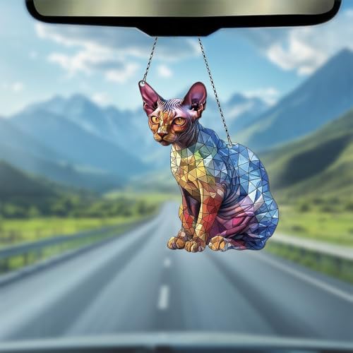 Image of Sphynx Acrylic Window Hanging Ornament Gift for Lovers Christmas Decor