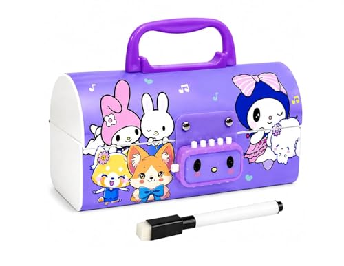 Image of WORSHIPER New Cartoon Theme Pencil Box with Push Pull Eraser Set for Kids | Suitcase Style Password Lock Stationery Organizer | School Supplies Gift Combo for Boys & Girls (Kurumi Purple PENCHIL Box)