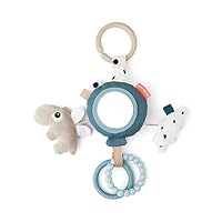 Done by Deer to Go Activity Mirror Happy Clouds - Activity Mirror with Rattle, Ozzo Soft Cloud, Two Teething Rings and Funny Labels - Activity Toy, Toy Baby from 3 Months