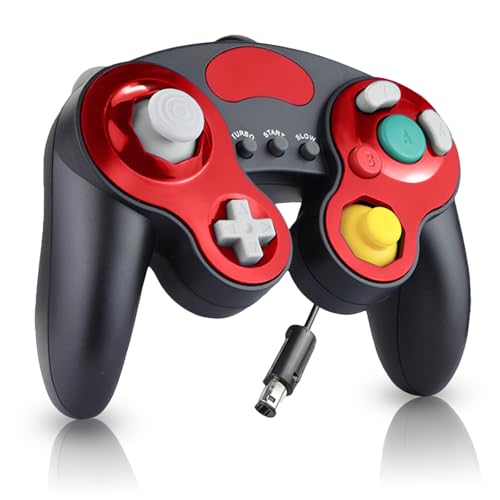 YSDZSW Upgraded Wired Controller for Wii/GameCube TURBO Game Controller Compatible with GC/Wii Games (Black-Red)
