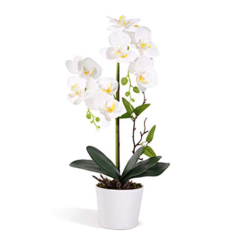 Flor artificial de orquídea blanca falsa flor bonsái vívida planta arreglo Phalaenopsis decoración del hogar Cover