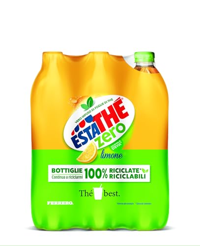 Estathé Zero Limone - The Freddo, Senza Zucchero, con Vero Infuso di Foglie di The e Succo di Limone, Bevanda Analcolica Senza Glutine, 6 Bottiglie da 1,5 lt