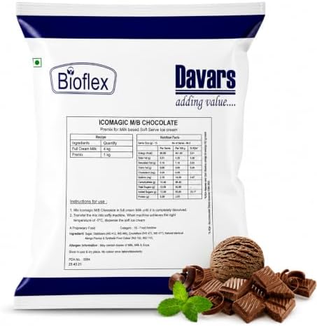 Davar's Ico Magic Chocolate Ice Cream Premix Powder – 1kg | Softy & Scoop Ice Cream Mix for Homemade Frozen Desserts, Milkshakes & Parlour Use