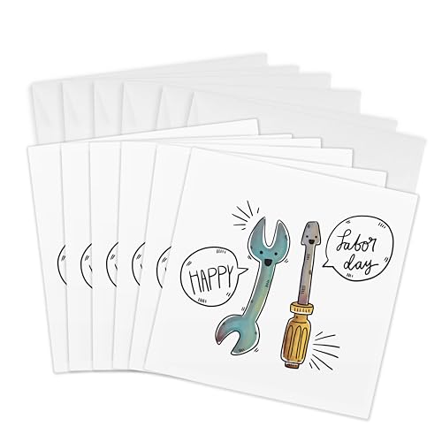 Cartes de vœux Labor Day en lot de 6 grand format carré à écrire