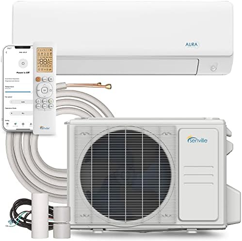 Senville AURA Series Mini Split Air Conditioner Inverter Heat Pump, 18000 BTU, Works with Alexa, Energy Star, White