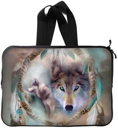 Dream Catcher Laptop Bag - Hipster Dreamcatcher Wolf Handle Laptop Sleeve Bags 15 15.6 inch Two Sides for Notebook,Macbook Pro,Macbook Air
