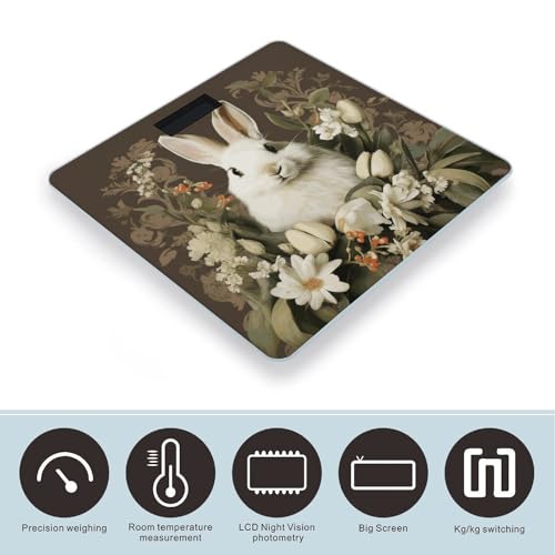 Báscula de baño digital con vidrio templado blanca miniatura 3