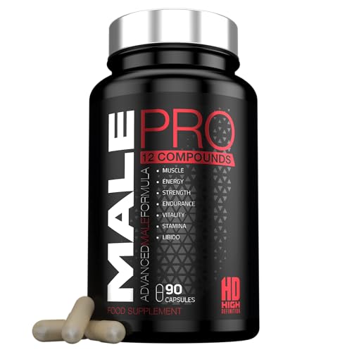 Male Pro Testosterone Booster for Men | Testosterone Supplements 12 in 1 Test Support Formula for Muscle Growth Energy Libido Enhancer | Magnesium Zinc Test Boost Supplement | 90 Vegan Capsules