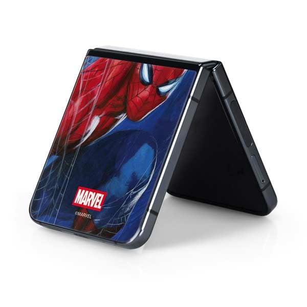 Skinit Decal Phone Skin Compatible with Galaxy Z Flip5 5G - Officially Licensed Marvel Spiderman World of Webs Design