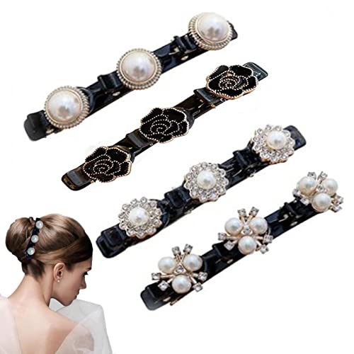 Grampo de cabelo trançado de cristal para mulheres | Crystal Hair Clips Party Barrettes com flores d