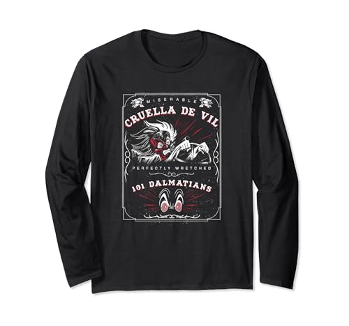 T-shirt Disney Villains Cruella De Vil à manches longues pour femme en coton