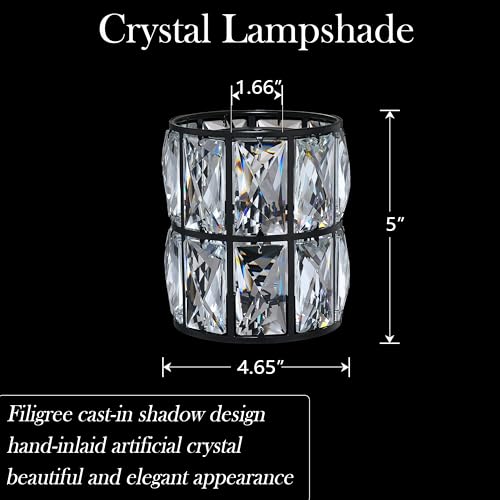 Image of 3 Pack Crystal Chandelier Black Lampshade H5*4.7 inch Wall Sconces Pendant Light