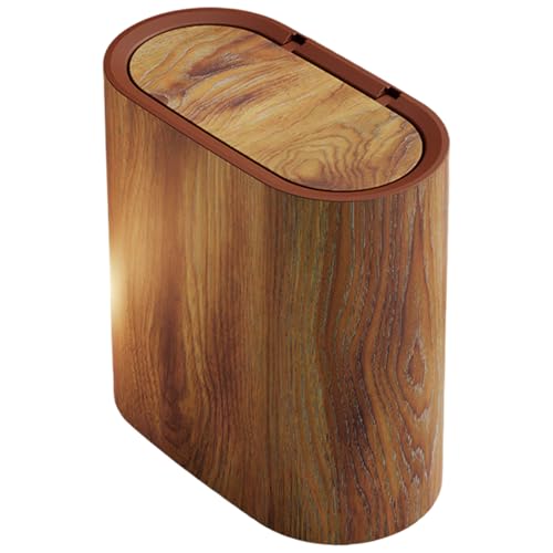 Bote de basura con tapa plástico impermeable de diseño mármol elegante para baño estrecho 7