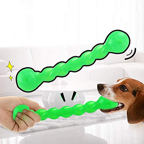 Qianyou Hundespielzeug für Zähne, Gummi Spirale Kauknochen Ungiftig Unzerstörbar Hundemolarenstab Welpen Intelligenzspielzeug Weich Beißwiderstand Hundezahnbürste Haustier Mundpflege, Groß/Grün
