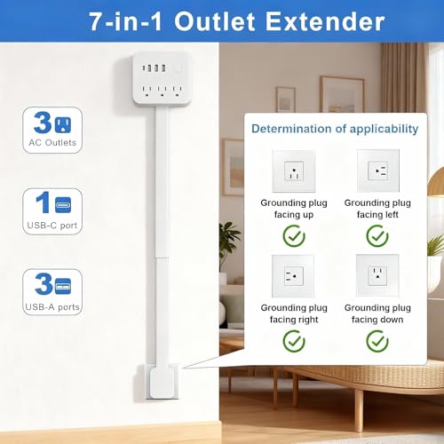 Protector eléctrico nn-szbdany modelo FDS258 con 7 tomas, 4 puertos USB, y protección contra sobrecargas, color blanco, 110V miniatura 3