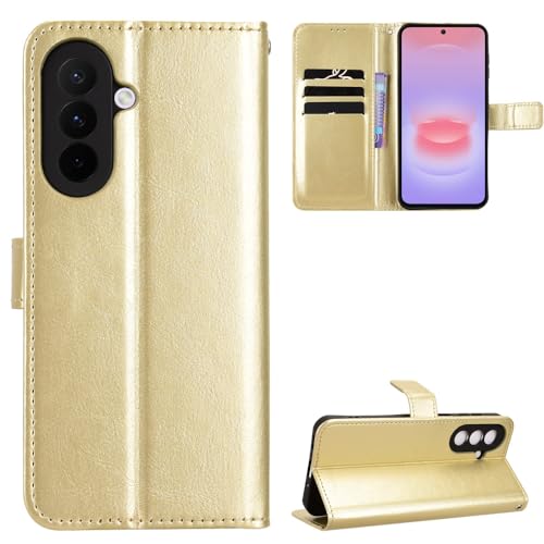 Kukoufey Flip Leathe Case Compatible with Samsung Galaxy A27 5G SM-A276E/DSN Cell Phone Protective Case Gold