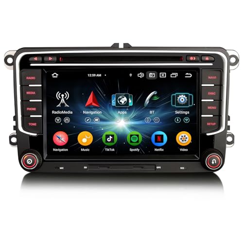 Erisin 8-rdzeniowy 4GO+64 GB Android 14 DVD Radio samochodowe GPS dla VW Crafter Amarok Caddy Polo ŠKODA Yeti Transporter T6 7" ekran dotykowy Bluetooth Wireless CarPlay Android Auto FM Radio DSP WiFi