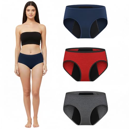 Image of Lazia Period Panty for Women | Heavy Flow Leakproof Reusable Menstrual Womens Panties | Stretchable, Soft, and Secure fit High Absorbent| 2 Years Reusable Pack of 3