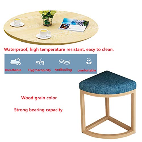 Living Room Tables and Chairs 1 Table and 4 Chairs Cotton and Linen Material 80cm Round Table European Library Apartment… - Image 4