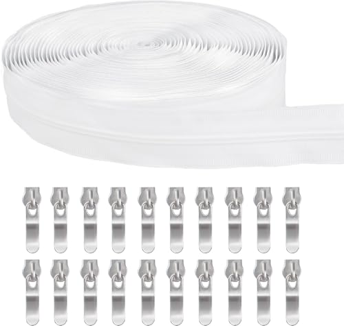 10m Teilbarer Reißverschluss Nr.4 Nylon Spiral, Kunststoff Geteilter mit 20 Silbernen Schiebern für Jeans und Jacken - Leichte Zähne