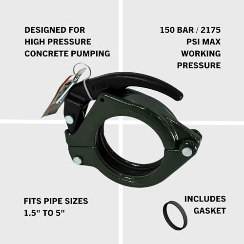 Image of Hevi-Duty (HD) Engagement Concrete Pump Placing Line Snap Clamp Shotcrete Laydown System Coupling (2 inch ID, 2.5 inch ID, 3 inch ID, 4 inchID) (2 inch)