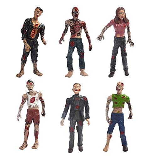 6pcs Zombie Toys Hand Paint Dead People Figurines Set for Halloween Party Decorations