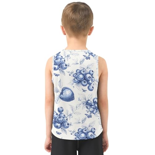 Art Blueberries Fruit Boys Tshirts Tank Tops Sleeveless Casual Vest Tees Athletic Workout Clothes for Running Golf 3T3