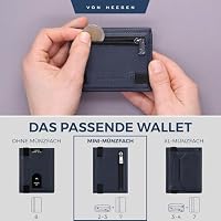 VON HEESEN Slim Wallet mit Münzfach & RFID-Schutz - Mini Geldbörse Herren & Damen - Kartenetui Kreditkartenetui - Portmonee Geldbeutel Portemonnaie klein Blau – Ansicht 3