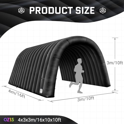 Image of OZIS 16FT Inflatable Tunnel Entrance Sports with Installed Blower Inflatable Football Tunnel Tent Inflatable Entryway for Business Advertising Event Exhibition Promotion(Black,16x10x10ft)