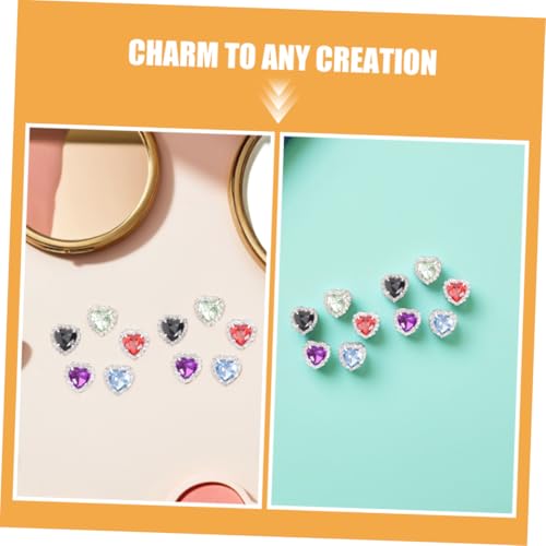 Botones de rincón corazón de cristal con base plana para coser ropa 8