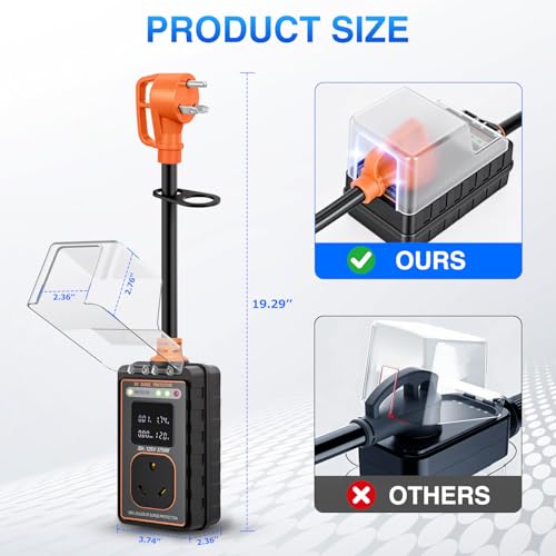 Image of Nilight 30 Amp RV Surge Protector 6600 Joules Circuit Analyzer | with LED Real-Time Display KWH Voltage Current 30Amp Power Protectors IP66 Waterproof Cover for RVs Camper Travel Trailer