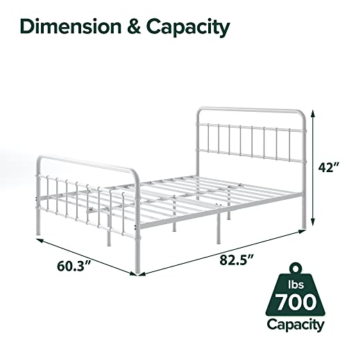 Image of Zinus Florence Metal Platform Bed Frame, Mattress Foundation, No Box Spring Needed, Easy Assembly, White, Queen