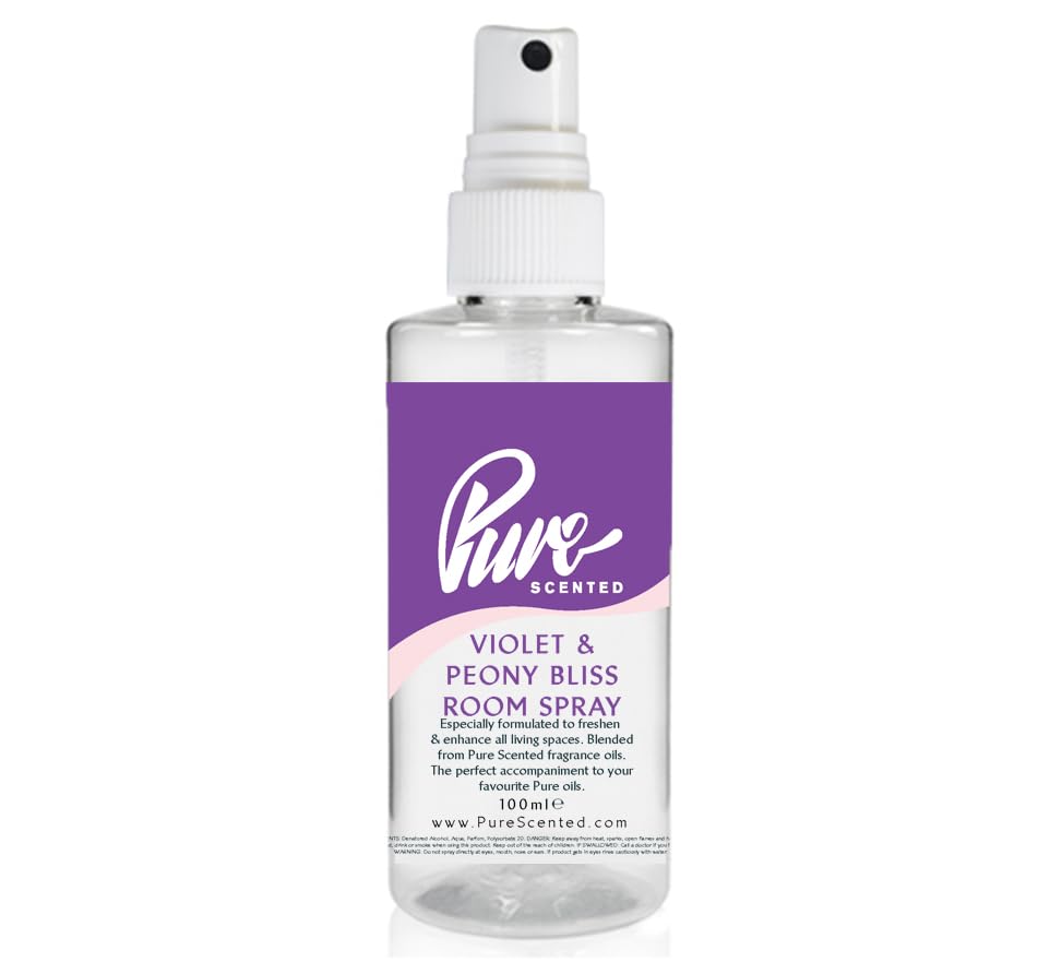 Pure Scented 100ml Room & Fabric Sprays Suitable For Home, Car, Caravan, Work, Gym Bags, Odour Eliminators (1 x 100ml, Violet & Peony Bliss)