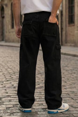 Image of Veirdo Men's Baggy Cargo Oversized Pants with Utility Pockets, Relaxed Loose Fit Street Style Trousers for Casual wear, Travel, (Size S to 2XL)