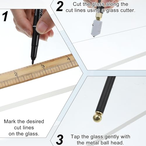 Glass Cutter, 2-20mm Glass Cutters Tools Sharp Glass Cutting with Automatic Oil Feed, Upgrade Glass Cutter Tool, Pencil Style & Ergonomic Handle for Mirror Tiles