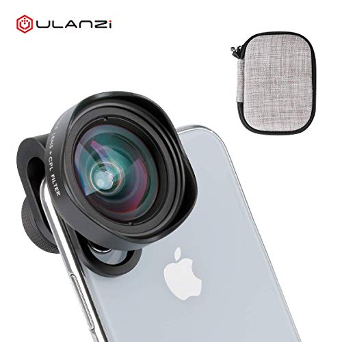 Clip-on Lens for iPhone -ULANZI 16mm Mobile Camera Wide-Angle Lens + CPL Filter