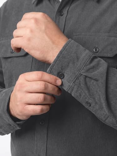 Image of Urbano Plus Men's Corduroy Full Sleeve Regular Fit Solid Overshirt with Utility Pockets