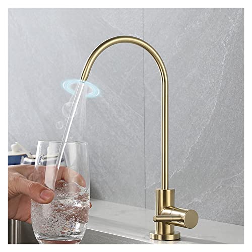 Filtro de agua de cocina compatible con ósmosis inversa, accesorio de acero oro 2