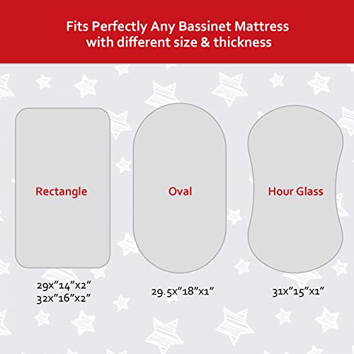 Bassinet Sheet, 33" X 17" Flexible For Different Cradle And Bassinet Mattress, Soft Breathable Universal Sheet For Rectangle, Oval, Hourglass Bassinet Mattress, Navy Star #TOP3