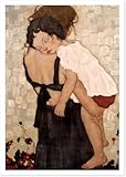 Waeta Rnvzx Póster de Gustav Klimt Madre sosteniendo al niño Pintura de lienzo Arte mural moderno Grabados estéticos de Gustav Klimt Imagen para decoración del hogar 40X60cm Sin marco