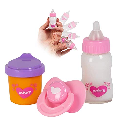 Adora Baby Doll Accessories Magic Sippy Set 3-Piece Set Comes with a Pacifier and Magic Baby Doll Bottles with Disappearing Milk and Orange Juice,...