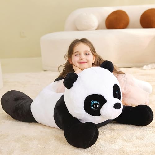 Image of IKASA Large Panda Cuddly Toy, Giant Soft Toy, Large Plush Toy, Giant Plush Toy, 78 cm, Fluffy Jumbo Plush Toys, Soft XXL XL Stuffed Toys, Cute, Gift for Children (Black, 78 cm)