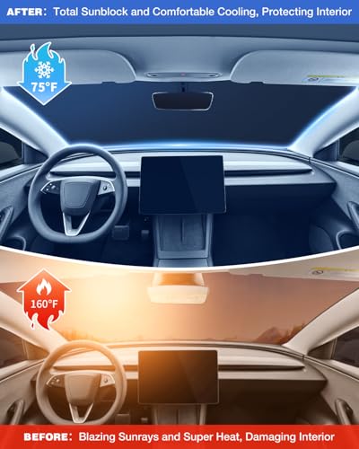 TOOWitt Custom Fit Windshield Sun Shade for Chevrolet Silverado & GMC Sierra 1500/2500/3500 (2019–2026), Edge-to-Edge No-Gap Fit, Blocks Heat & UV, Step Into a Cooler Truck — view 4