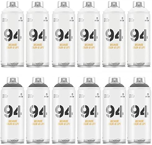 Montana MTN 94 Spray Paint 400ml Grey Scale Colors Set of 12 Graffiti Street Art Mural Aerosol Paint Main Set 1 (Black & White)