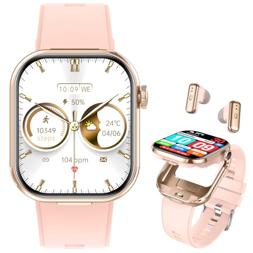 UYRGT Smart Watch with Earbuds for Women 2 HD (Answer/Make Calls) 2 in 1 Smartwatches and Headphones 100+ Sport Modes Fitness Tracker with Heart Rate/Sleep Compatible iPhone/Samsung/Android