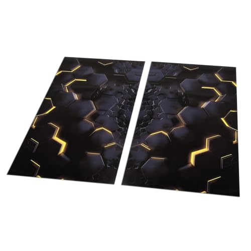 Image of Blueshyhall 2PCS Car B-Pillar Vinyl Decals, Yellow Honeycomb Personalized Vehicle Door Pillar Sticker, HD Printed PET Waterproof Sun Protection Scratch Cover