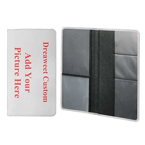 Dreaweet Customize Design PU Leather Car Registration and Insurance Holder, Driver License Organizer Glove Box Car Organizer Car Accessories for Women Men